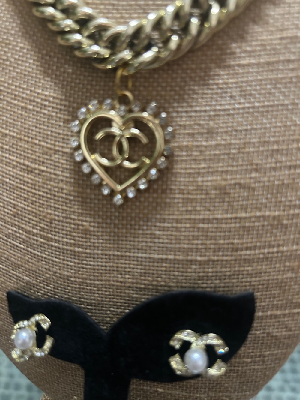 GOLD-TONED  Heart Pendant Necklace with Crystal Accents - Picture 9 of 11